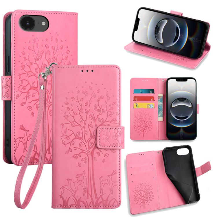 Tree & Deer Embossed Leather Phone Case