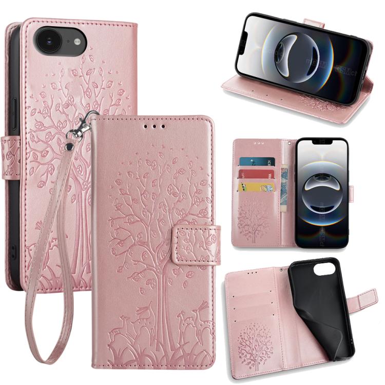 Tree & Deer Embossed Leather Phone Case