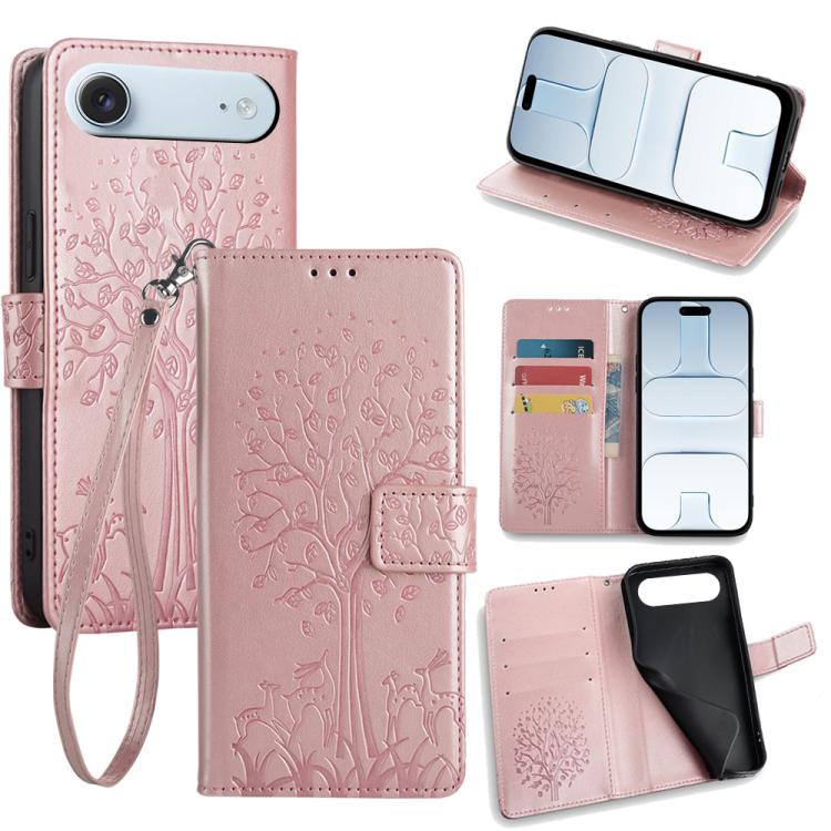 Tree & Deer Embossed Leather Phone Case