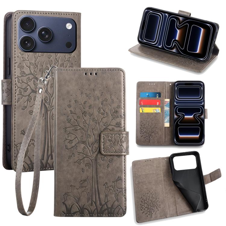 Tree & Deer Embossed Leather Phone Case
