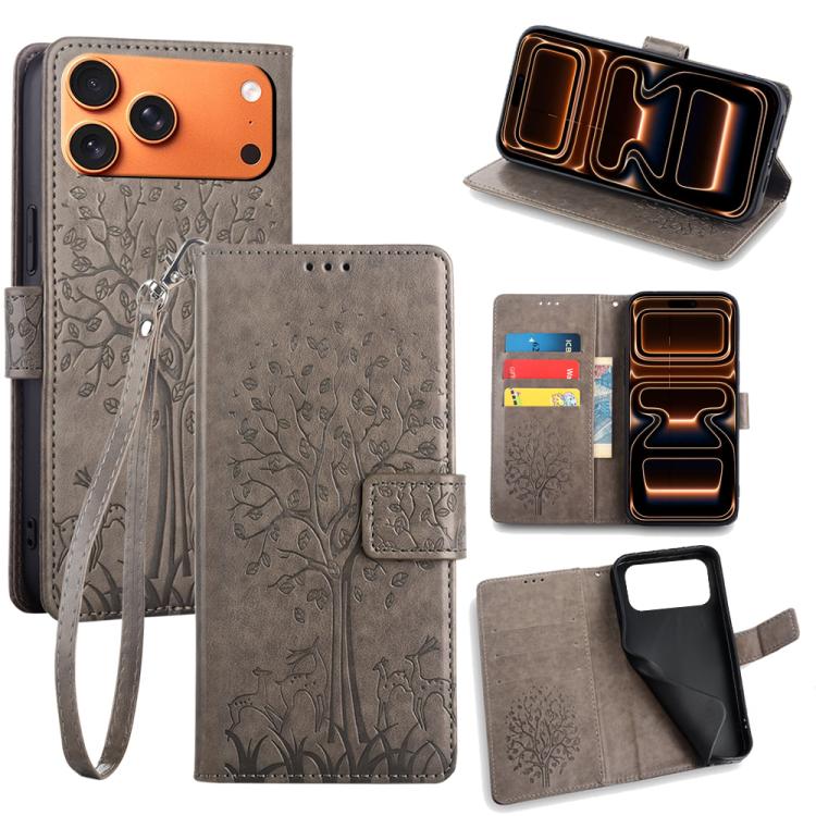 Tree & Deer Embossed Leather Phone Case