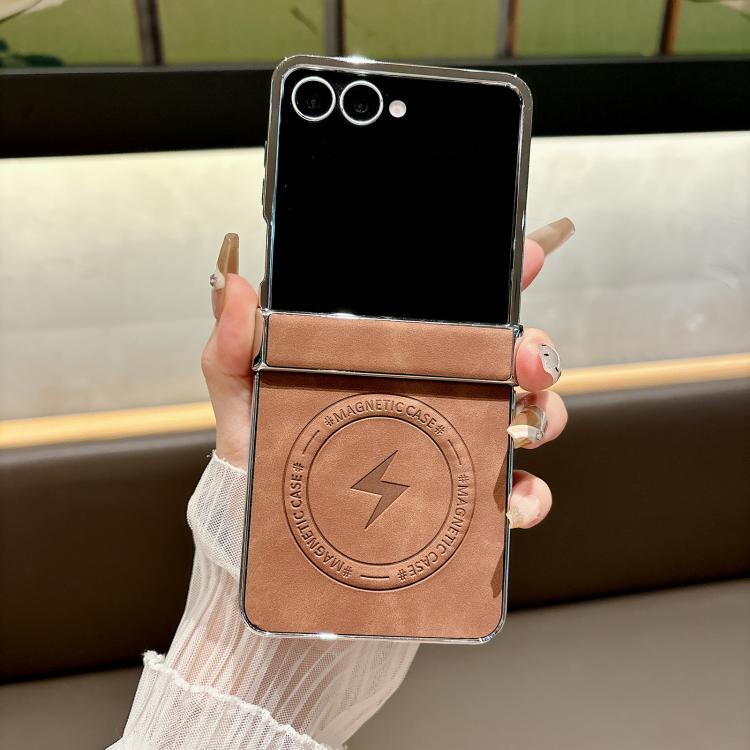 Electroplated PC Sheepskin Invisible Magnetic MagSafe Folding Phone Case