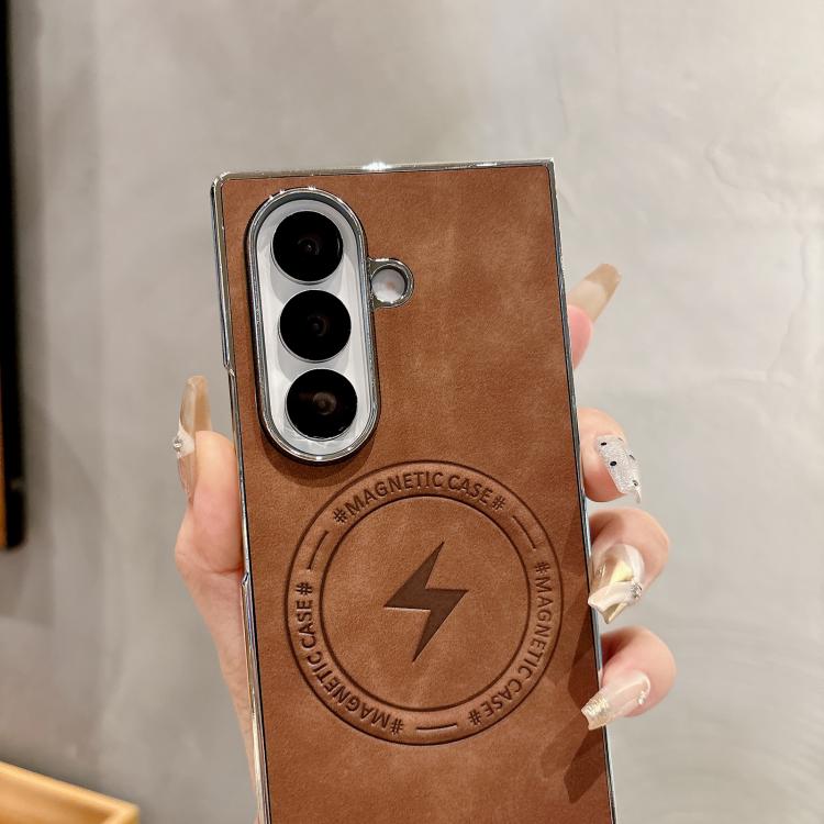 Electroplated PC Sheepskin Invisible Magnetic MagSafe Folding Phone Case