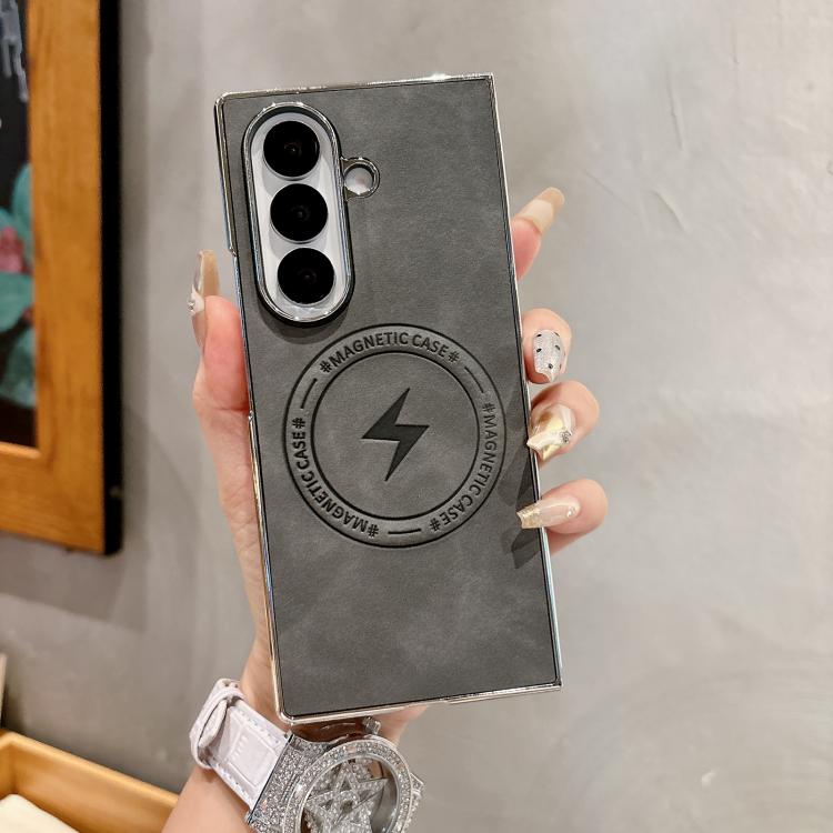 Electroplated PC Sheepskin Invisible Magnetic MagSafe Folding Phone Case