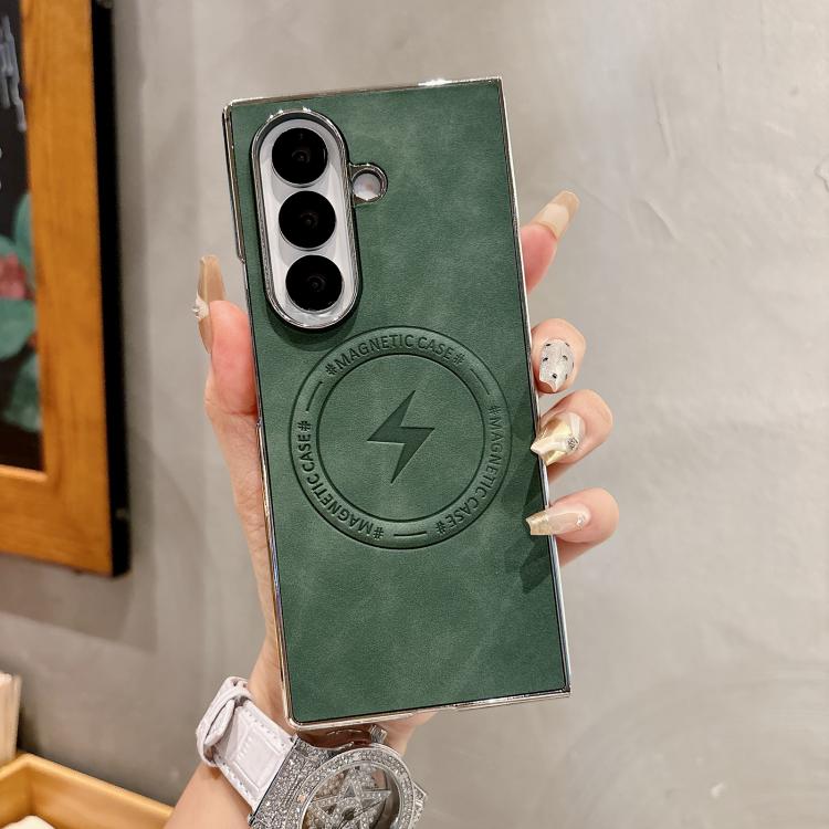 Electroplated PC Sheepskin Invisible Magnetic MagSafe Folding Phone Case