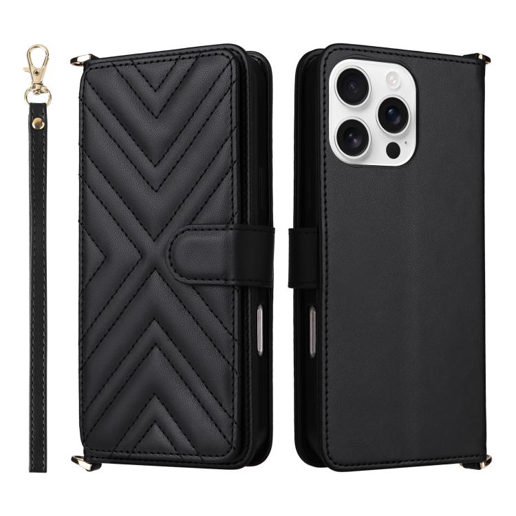 Multifunctional 6-Card Slots Leather Phone Case with Wrist Strap