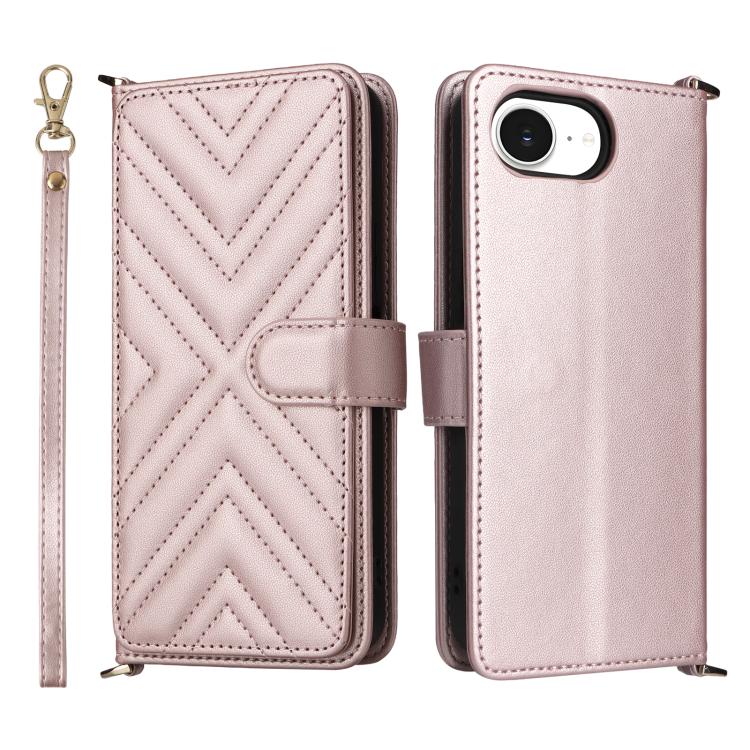 Multifunctional 6-Card Slots Leather Phone Case with Wrist Strap