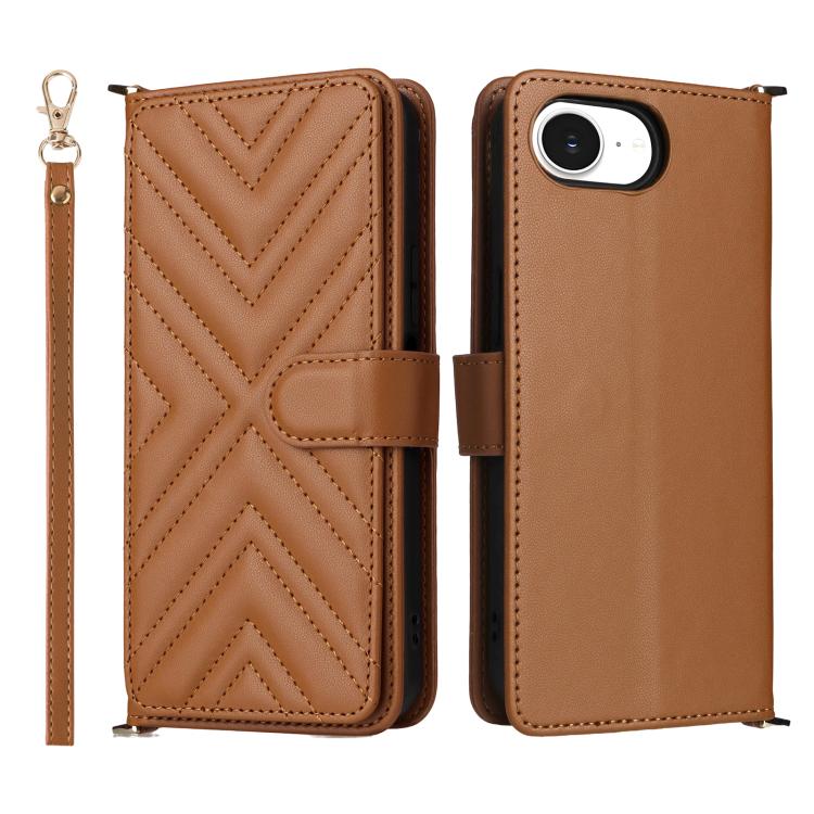 Multifunctional 6-Card Slots Leather Phone Case with Wrist Strap