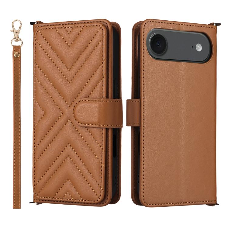Multifunctional 6-Card Slots Leather Phone Case with Wrist Strap