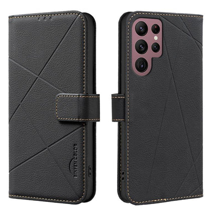 Geometric Pattern RFID Leather Phone Case, For Samsung Galaxy S25 Ultra 5G, For Samsung Galaxy S24 Ultra 5G, For Samsung Galaxy S23 FE 5G, For Samsung Galaxy S23 Ultra 5G, For Samsung Galaxy S23+ 5G, For Samsung Galaxy S23 5G                           ...