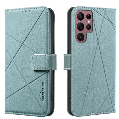 Geometric Pattern RFID Leather Phone Case, For Samsung Galaxy S25 Ultra 5G, For Samsung Galaxy S24 Ultra 5G, For Samsung Galaxy S23 FE 5G, For Samsung Galaxy S23 Ultra 5G, For Samsung Galaxy S23+ 5G, For Samsung Galaxy S23 5G                           ...