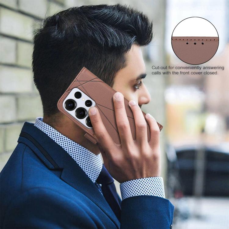 Geometric Pattern RFID Leather Phone Case, For Samsung Galaxy S25 Ultra 5G, For Samsung Galaxy S24 Ultra 5G, For Samsung Galaxy S23 FE 5G, For Samsung Galaxy S23 Ultra 5G, For Samsung Galaxy S23+ 5G, For Samsung Galaxy S23 5G                           ...
