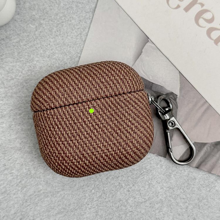 Diagonal Striped Leather Bluetooth Earphone Protective Case