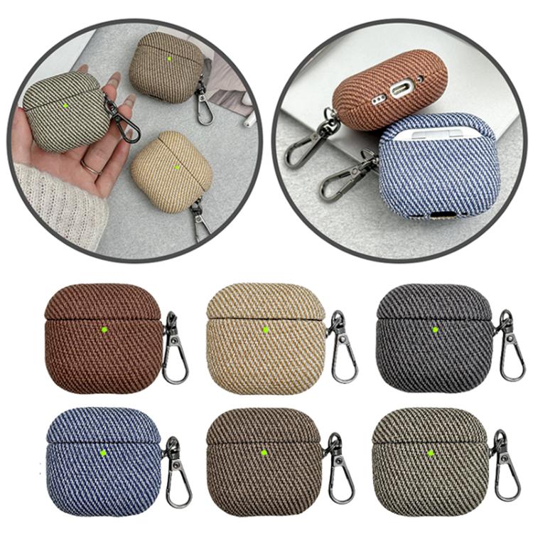 Diagonal Striped Leather Bluetooth Earphone Protective Case