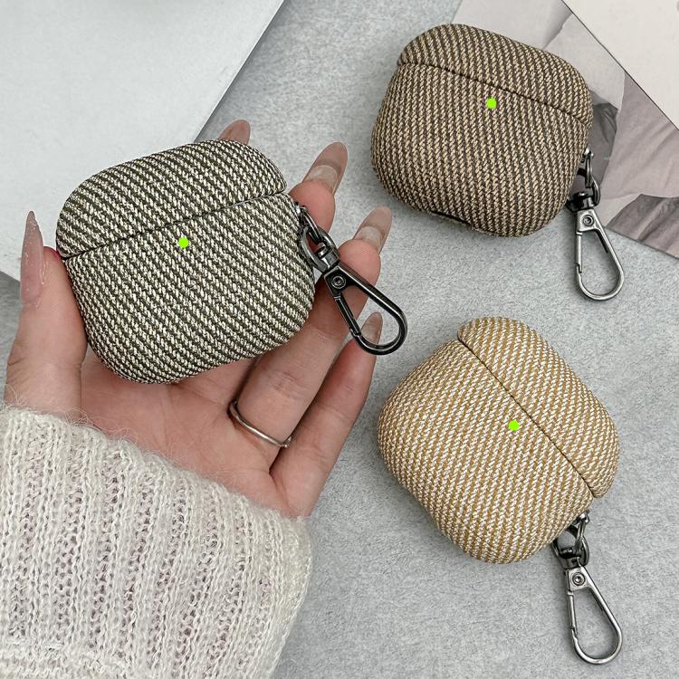 Diagonal Striped Leather Bluetooth Earphone Protective Case