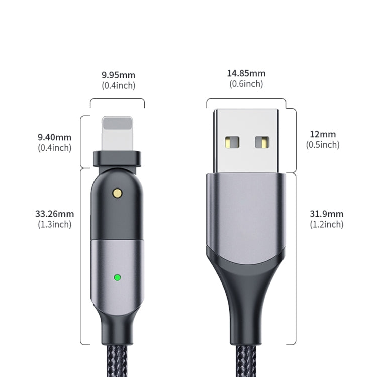 2.4A USB to 8 Pin 180 Degree Rotating Elbow Charging Cable