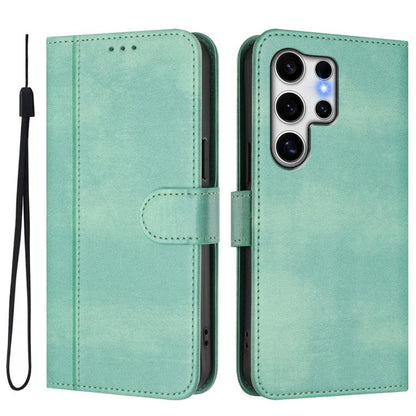 Line Splicing Buckle Retro Leather Phone Case, For Samsung Galaxy S25 Ultra 5G, For Samsung Galaxy S24 FE 5G, For Samsung Galaxy S24 Ultra 5G, For Samsung Galaxy S23 FE 5G, For Samsung Galaxy S23 Ultra 5G, For Samsung Galaxy S23+ 5G