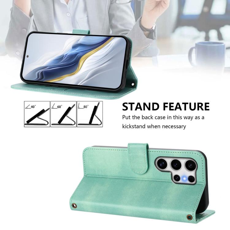 Line Splicing Buckle Retro Leather Phone Case, For Samsung Galaxy S25 Ultra 5G, For Samsung Galaxy S24 FE 5G, For Samsung Galaxy S24 Ultra 5G, For Samsung Galaxy S23 FE 5G, For Samsung Galaxy S23 Ultra 5G, For Samsung Galaxy S23+ 5G