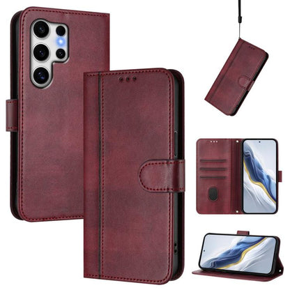 Line Splicing Buckle Retro Leather Phone Case, For Samsung Galaxy S25 Ultra 5G, For Samsung Galaxy S24 FE 5G, For Samsung Galaxy S24 Ultra 5G, For Samsung Galaxy S23 FE 5G, For Samsung Galaxy S23 Ultra 5G, For Samsung Galaxy S23+ 5G