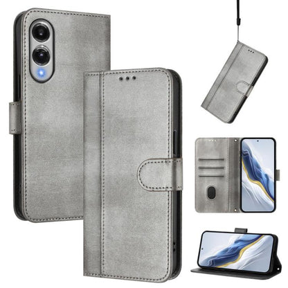 Line Splicing Buckle Retro Leather Phone Case, For Galaxy S26 FE 5G, For Samsung Galaxy S26 Ultra 5G, For Samsung Galaxy S26+ 5G, For Samsung Galaxy S25 Edge 5G, For Samsung Galaxy S25 / S24 5G, For Samsung Galaxy S25+ / S24+ 5G