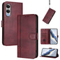 Line Splicing Buckle Retro Leather Phone Case, For Galaxy S26 FE 5G, For Samsung Galaxy S26 Ultra 5G, For Samsung Galaxy S26+ 5G, For Samsung Galaxy S25 Edge 5G, For Samsung Galaxy S25 / S24 5G, For Samsung Galaxy S25+ / S24+ 5G