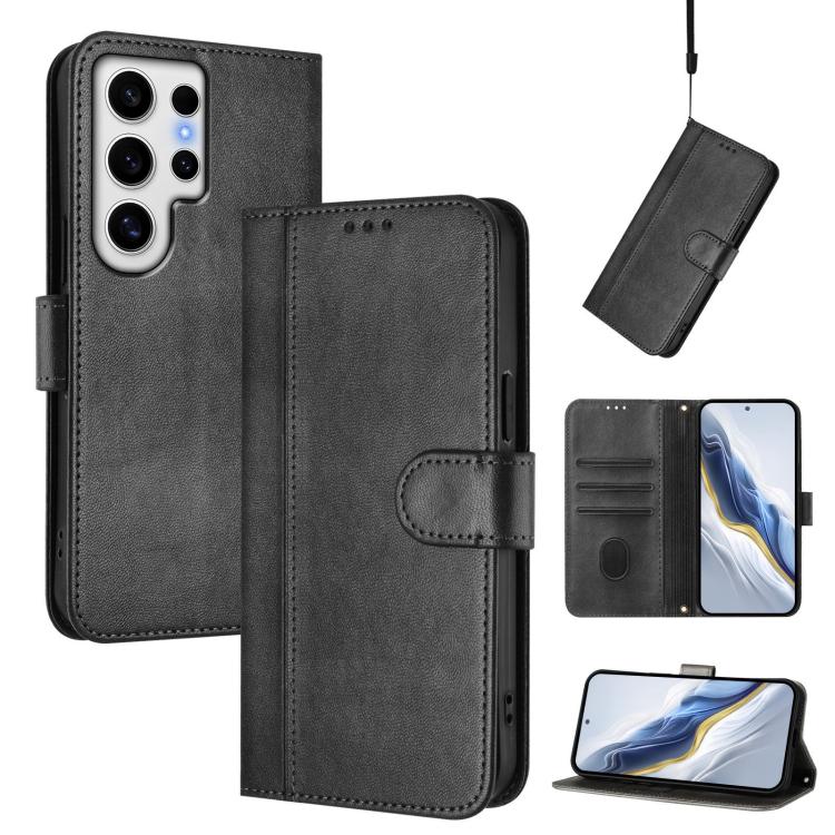 Line Splicing Buckle Retro Leather Phone Case, For Samsung Galaxy S25 Ultra 5G, For Samsung Galaxy S24 FE 5G, For Samsung Galaxy S24 Ultra 5G, For Samsung Galaxy S23 FE 5G, For Samsung Galaxy S23 Ultra 5G, For Samsung Galaxy S23+ 5G