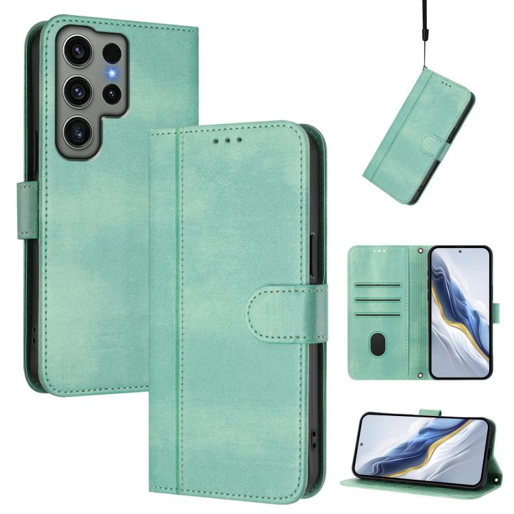 Line Splicing Buckle Retro Leather Phone Case, For Samsung Galaxy S25 Ultra 5G, For Samsung Galaxy S24 FE 5G, For Samsung Galaxy S24 Ultra 5G, For Samsung Galaxy S23 FE 5G, For Samsung Galaxy S23 Ultra 5G, For Samsung Galaxy S23+ 5G