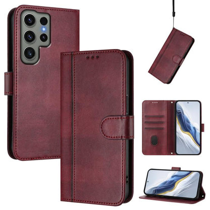 Line Splicing Buckle Retro Leather Phone Case, For Samsung Galaxy S25 Ultra 5G, For Samsung Galaxy S24 FE 5G, For Samsung Galaxy S24 Ultra 5G, For Samsung Galaxy S23 FE 5G, For Samsung Galaxy S23 Ultra 5G, For Samsung Galaxy S23+ 5G