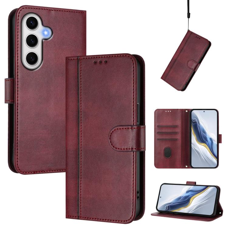 Line Splicing Buckle Retro Leather Phone Case, For Samsung Galaxy S25 Ultra 5G, For Samsung Galaxy S24 FE 5G, For Samsung Galaxy S24 Ultra 5G, For Samsung Galaxy S23 FE 5G, For Samsung Galaxy S23 Ultra 5G, For Samsung Galaxy S23+ 5G