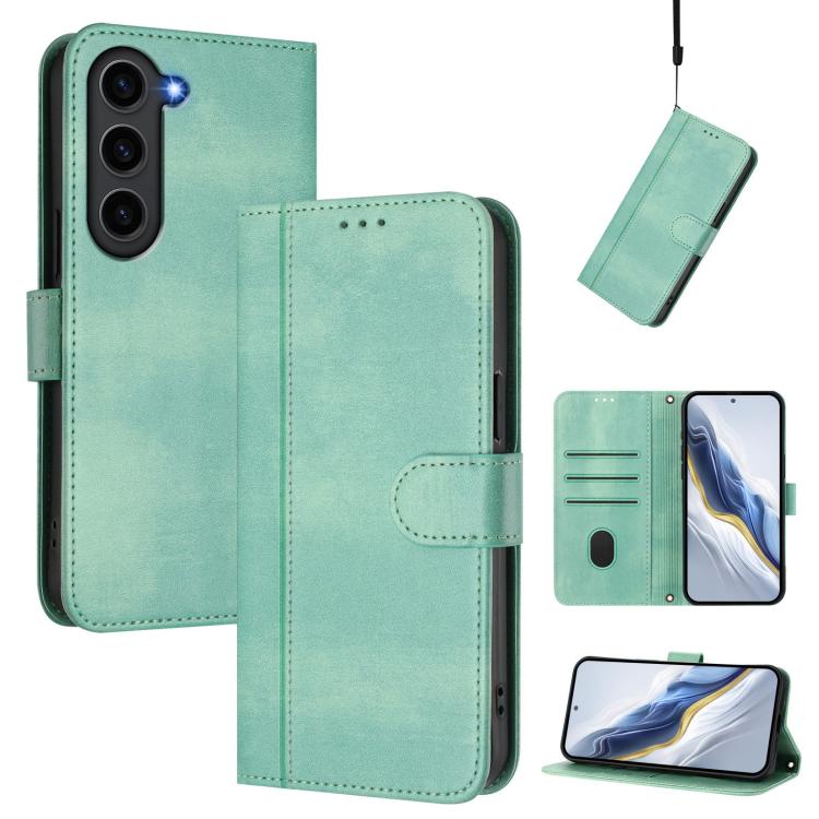 Line Splicing Buckle Retro Leather Phone Case, For Samsung Galaxy S23 5G, For Samsung Galaxy S20 FE, For Samsung Galaxy S22 Ultra 5G, For Samsung Galaxy S22+ 5G, For Samsung Galaxy S22 5G, For Samsung Galaxy S21 FE 5G