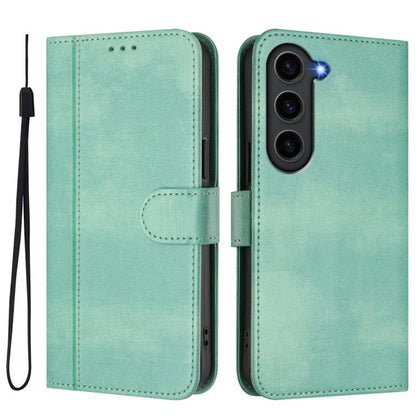 Line Splicing Buckle Retro Leather Phone Case, For Samsung Galaxy S23 5G, For Samsung Galaxy S20 FE, For Samsung Galaxy S22 Ultra 5G, For Samsung Galaxy S22+ 5G, For Samsung Galaxy S22 5G, For Samsung Galaxy S21 FE 5G