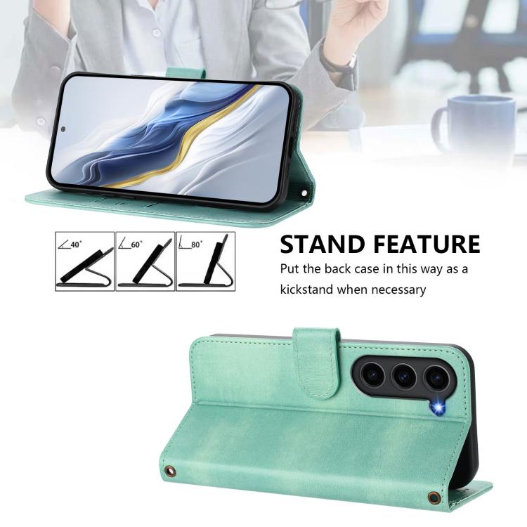 Line Splicing Buckle Retro Leather Phone Case, For Samsung Galaxy S23 5G, For Samsung Galaxy S20 FE, For Samsung Galaxy S22 Ultra 5G, For Samsung Galaxy S22+ 5G, For Samsung Galaxy S22 5G, For Samsung Galaxy S21 FE 5G