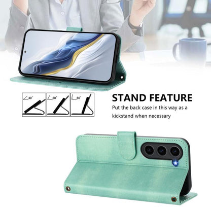 Line Splicing Buckle Retro Leather Phone Case, For Samsung Galaxy S23 5G, For Samsung Galaxy S20 FE, For Samsung Galaxy S22 Ultra 5G, For Samsung Galaxy S22+ 5G, For Samsung Galaxy S22 5G, For Samsung Galaxy S21 FE 5G
