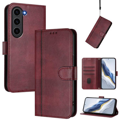 Line Splicing Buckle Retro Leather Phone Case, For Samsung Galaxy S23 5G, For Samsung Galaxy S20 FE, For Samsung Galaxy S22 Ultra 5G, For Samsung Galaxy S22+ 5G, For Samsung Galaxy S22 5G, For Samsung Galaxy S21 FE 5G