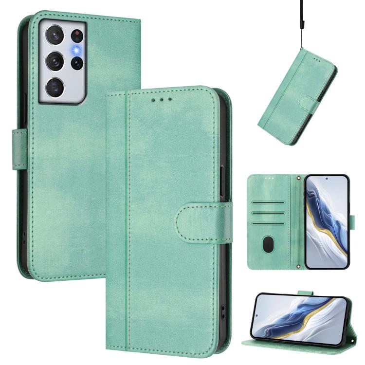 Line Splicing Buckle Retro Leather Phone Case, For Samsung Galaxy S21 5G, For Samsung Galaxy S21+ 5G, For Samsung Galaxy S21 Ultra 5G, For Samsung Galaxy S20 Ultra, For Samsung Galaxy S20, For Samsung Galaxy S20+