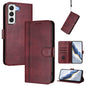 Line Splicing Buckle Retro Leather Phone Case, For Samsung Galaxy S21 5G, For Samsung Galaxy S21+ 5G, For Samsung Galaxy S21 Ultra 5G, For Samsung Galaxy S20 Ultra, For Samsung Galaxy S20, For Samsung Galaxy S20+