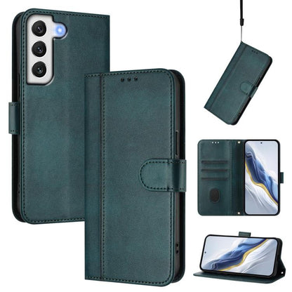Line Splicing Buckle Retro Leather Phone Case, For Samsung Galaxy S23 5G, For Samsung Galaxy S20 FE, For Samsung Galaxy S22 Ultra 5G, For Samsung Galaxy S22+ 5G, For Samsung Galaxy S22 5G, For Samsung Galaxy S21 FE 5G