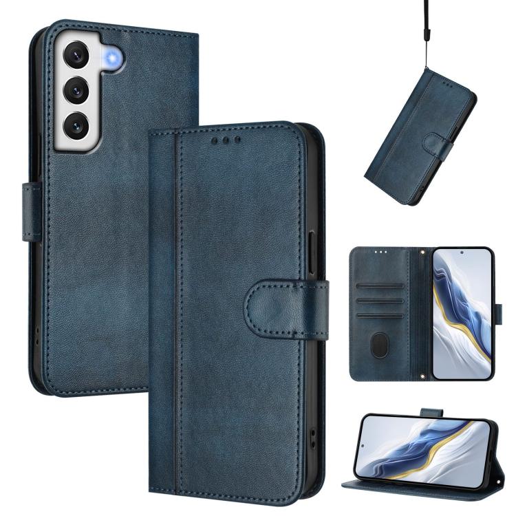 Line Splicing Buckle Retro Leather Phone Case, For Samsung Galaxy S23 5G, For Samsung Galaxy S20 FE, For Samsung Galaxy S22 Ultra 5G, For Samsung Galaxy S22+ 5G, For Samsung Galaxy S22 5G, For Samsung Galaxy S21 FE 5G