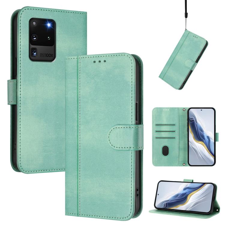 Line Splicing Buckle Retro Leather Phone Case, For Samsung Galaxy S21 5G, For Samsung Galaxy S21+ 5G, For Samsung Galaxy S21 Ultra 5G, For Samsung Galaxy S20 Ultra, For Samsung Galaxy S20, For Samsung Galaxy S20+