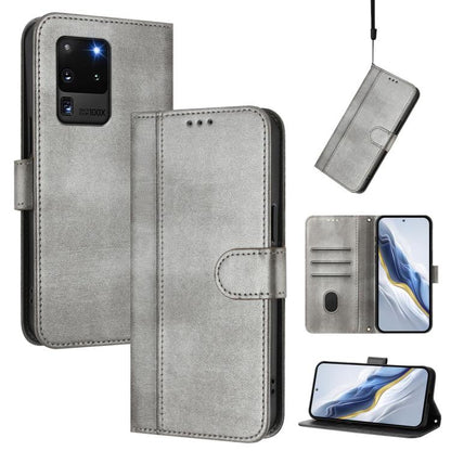 Line Splicing Buckle Retro Leather Phone Case, For Samsung Galaxy S21 5G, For Samsung Galaxy S21+ 5G, For Samsung Galaxy S21 Ultra 5G, For Samsung Galaxy S20 Ultra, For Samsung Galaxy S20, For Samsung Galaxy S20+