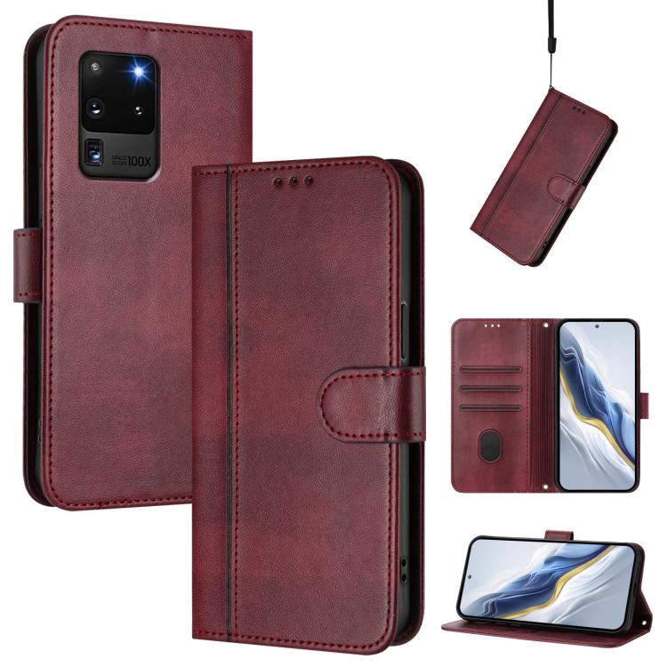 Line Splicing Buckle Retro Leather Phone Case, For Samsung Galaxy S21 5G, For Samsung Galaxy S21+ 5G, For Samsung Galaxy S21 Ultra 5G, For Samsung Galaxy S20 Ultra, For Samsung Galaxy S20, For Samsung Galaxy S20+