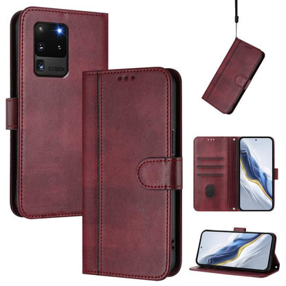 Line Splicing Buckle Retro Leather Phone Case, For Samsung Galaxy S21 5G, For Samsung Galaxy S21+ 5G, For Samsung Galaxy S21 Ultra 5G, For Samsung Galaxy S20 Ultra, For Samsung Galaxy S20, For Samsung Galaxy S20+