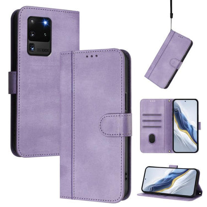 Line Splicing Buckle Retro Leather Phone Case, For Samsung Galaxy S21 5G, For Samsung Galaxy S21+ 5G, For Samsung Galaxy S21 Ultra 5G, For Samsung Galaxy S20 Ultra, For Samsung Galaxy S20, For Samsung Galaxy S20+