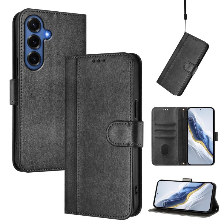 Line Splicing Buckle Retro Leather Phone Case, For Samsung Galaxy S26+ 5G, For Samsung Galaxy S25 Edge 5G, For Samsung Galaxy S26 Ultra 5G, For Samsung Galaxy S26 5G, For Samsung Galaxy S25 / S24 5G, For Samsung Galaxy S25+ / S24+ 5G