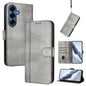 Line Splicing Buckle Retro Leather Phone Case, For Galaxy S26 FE 5G, For Samsung Galaxy S26 Ultra 5G, For Samsung Galaxy S26+ 5G, For Samsung Galaxy S25 Edge 5G, For Samsung Galaxy S25 / S24 5G, For Samsung Galaxy S25+ / S24+ 5G