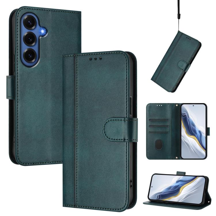 Line Splicing Buckle Retro Leather Phone Case, For Galaxy S26 FE 5G, For Samsung Galaxy S26 Ultra 5G, For Samsung Galaxy S26+ 5G, For Samsung Galaxy S25 Edge 5G, For Samsung Galaxy S25 / S24 5G, For Samsung Galaxy S25+ / S24+ 5G