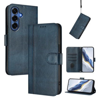 Line Splicing Buckle Retro Leather Phone Case, For Galaxy S26 FE 5G, For Samsung Galaxy S26 Ultra 5G, For Samsung Galaxy S26+ 5G, For Samsung Galaxy S25 Edge 5G, For Samsung Galaxy S25 / S24 5G, For Samsung Galaxy S25+ / S24+ 5G