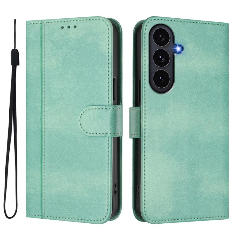 Line Splicing Buckle Retro Leather Phone Case, For Galaxy S26 FE 5G, For Samsung Galaxy S26 Ultra 5G, For Samsung Galaxy S26+ 5G, For Samsung Galaxy S25 Edge 5G, For Samsung Galaxy S25 / S24 5G, For Samsung Galaxy S25+ / S24+ 5G