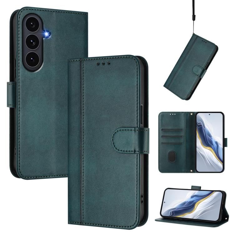 Line Splicing Buckle Retro Leather Phone Case, For Galaxy S26 FE 5G, For Samsung Galaxy S26 Ultra 5G, For Samsung Galaxy S26+ 5G, For Samsung Galaxy S25 Edge 5G, For Samsung Galaxy S25 / S24 5G, For Samsung Galaxy S25+ / S24+ 5G