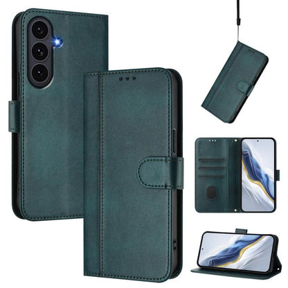 Line Splicing Buckle Retro Leather Phone Case, For Galaxy S26 FE 5G, For Samsung Galaxy S26 Ultra 5G, For Samsung Galaxy S26+ 5G, For Samsung Galaxy S25 Edge 5G, For Samsung Galaxy S25 / S24 5G, For Samsung Galaxy S25+ / S24+ 5G